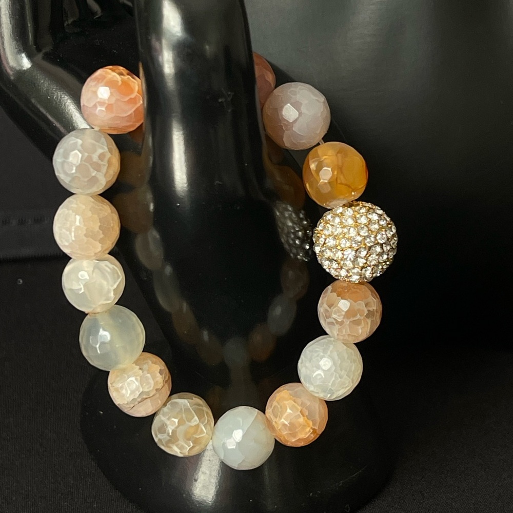 Moonstone Sunstone Beaded Bracelet